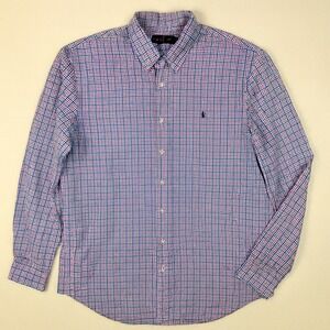 Ralph Lauren Mens XL‎ Classic Fit Button Down Shirt Gingham Check Pink Blue